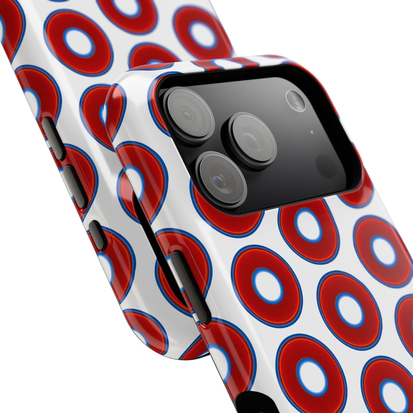 Impact-Resistant Lumpy Donut Case - red vivid donut print w/white background