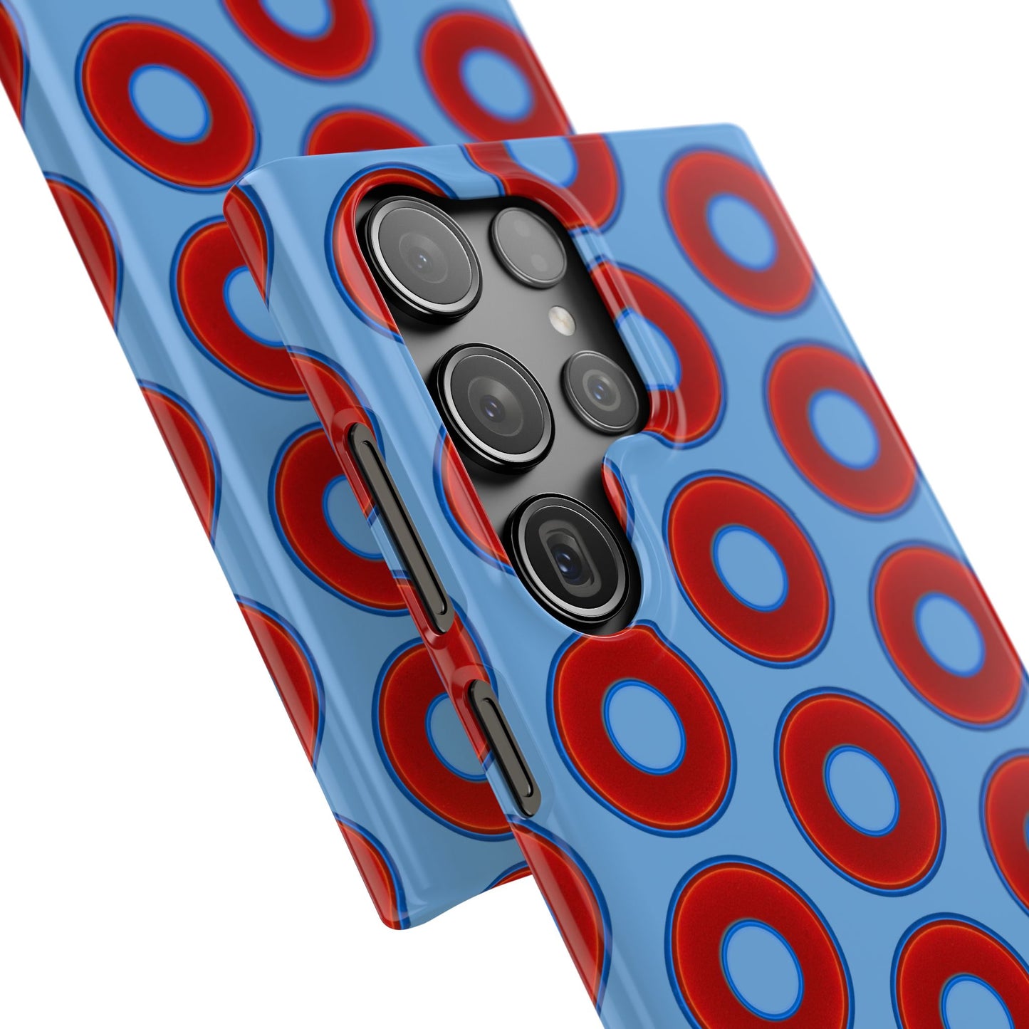 Lumpy Donut Snap Case - red vivid donut print w/light blue background