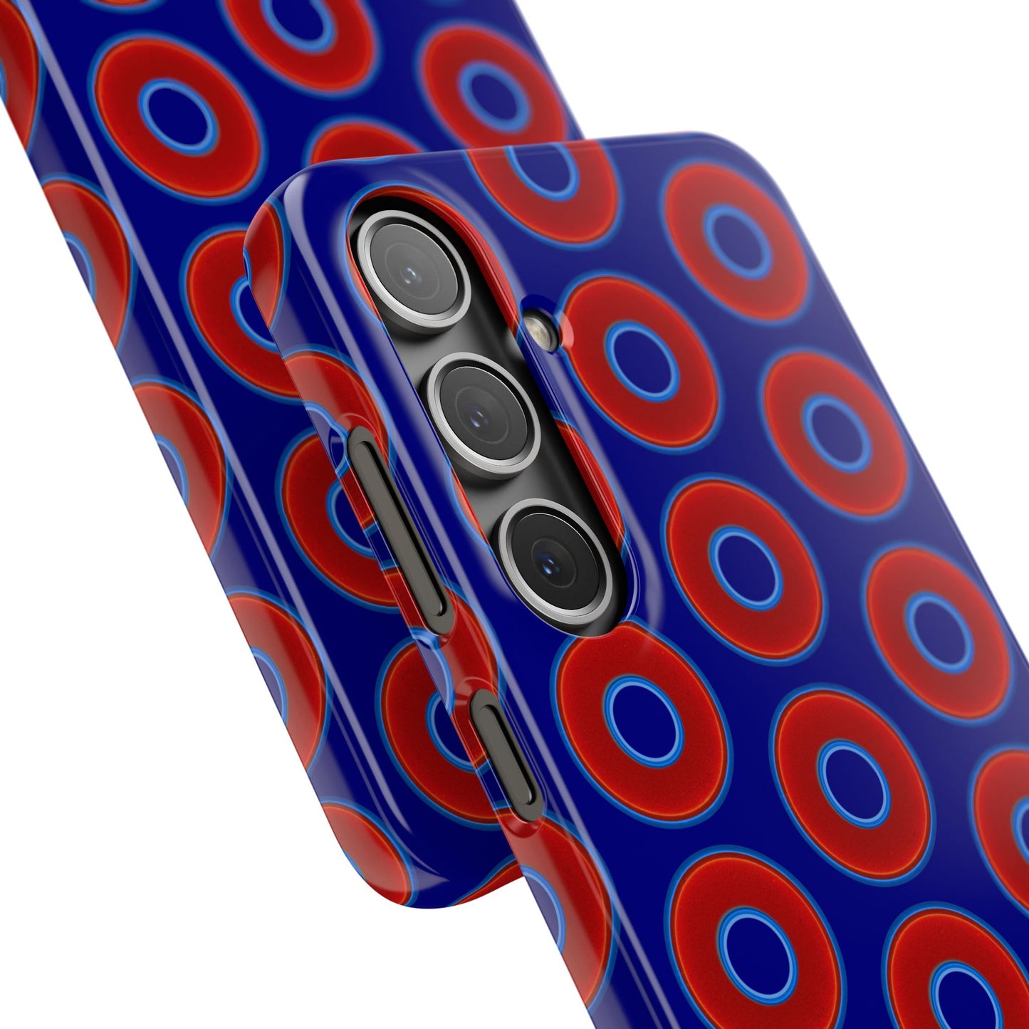 Lumpy Donut Snap Case - red vivid donut print w/vivid navy blue background