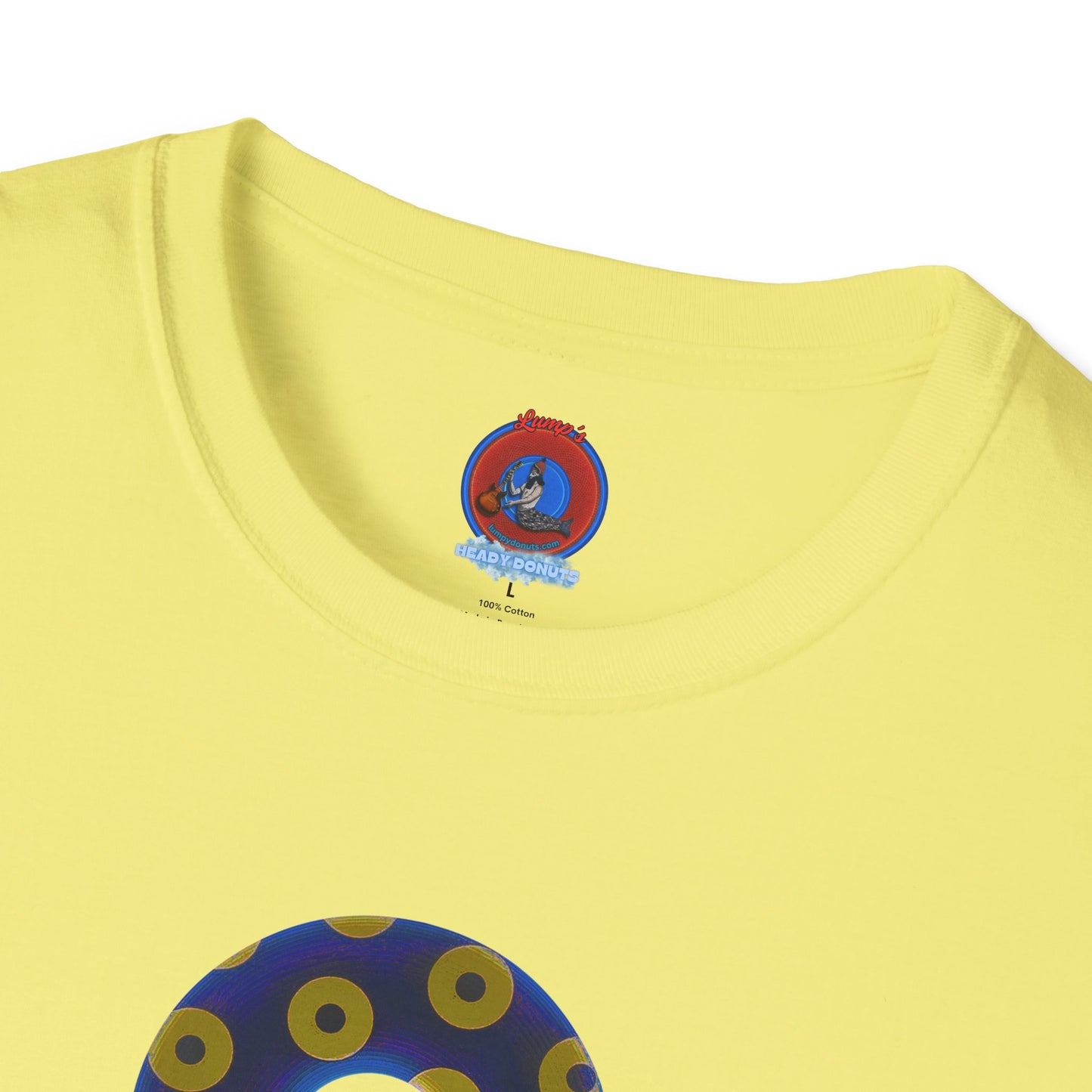 Plain Donuts/Unisex Soft-Style - "Plain Blimpy Paradoxical Donuts" - dark royal blue/yellow donuts