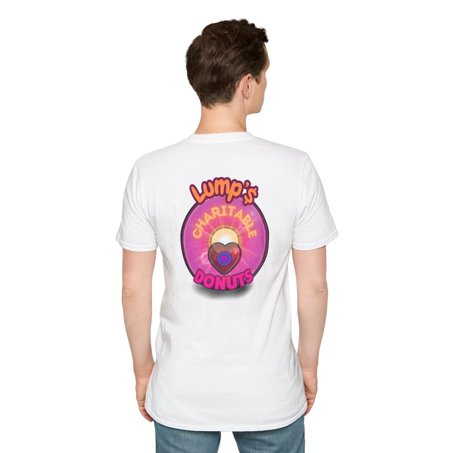 Classic Donut Tee - Unisex Soft-Style - "Lump's Official Charitable Donut" - series 1.0  - magenta donut [*100 to general charity fund]