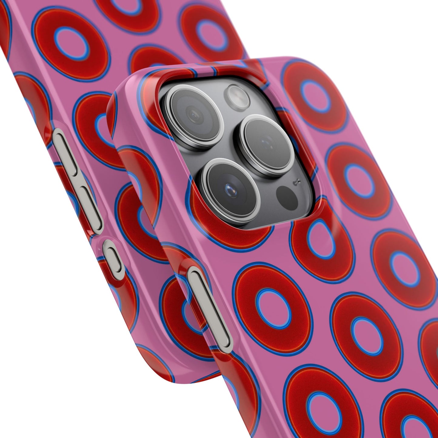 Lumpy Donut Snap Case - red vivid donut print w/light pink background