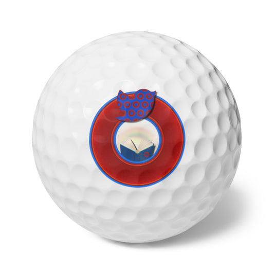 Lumpy Donut Golf Balls - 6-pack - "The Phamously Flying Golf Ball" - vivid red/blue donut