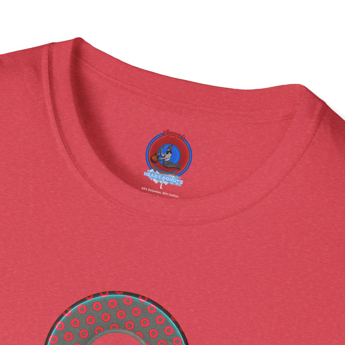 Plain Donuts/Unisex Soft-Style - "Plain Electric Paradoxical Donuts" - dark teal/red donuts
