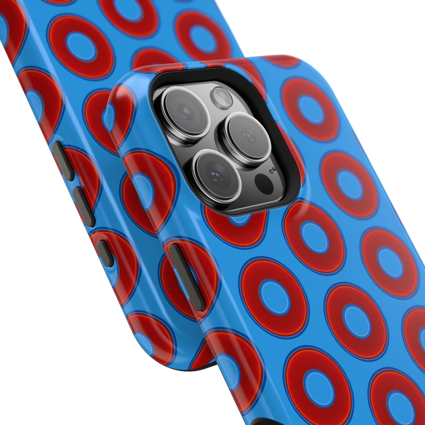 Impact-Resistant Lumpy Donut Case - red vivid donut print w/sky royal blue background