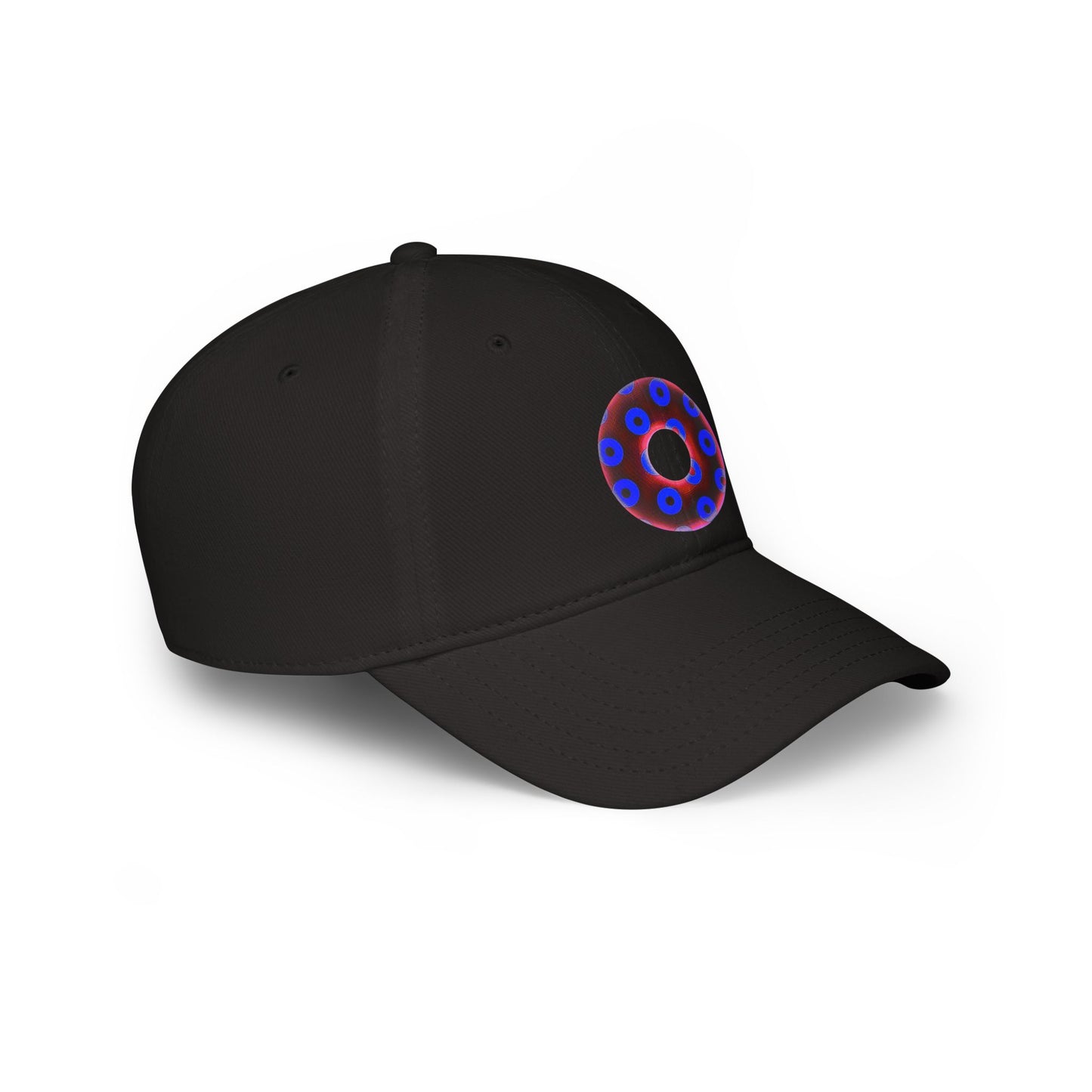 Lumpy Donut Baseball Cap - "Plain [Mary] Jane" - paradoxical dark red/royal blue blimpy donut w/