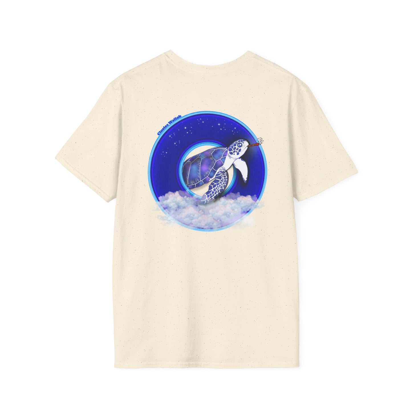 Classic Donut Tee - Unisex Soft-Style - "Clueless Wallob's Donuts" - vivid blue sky donut