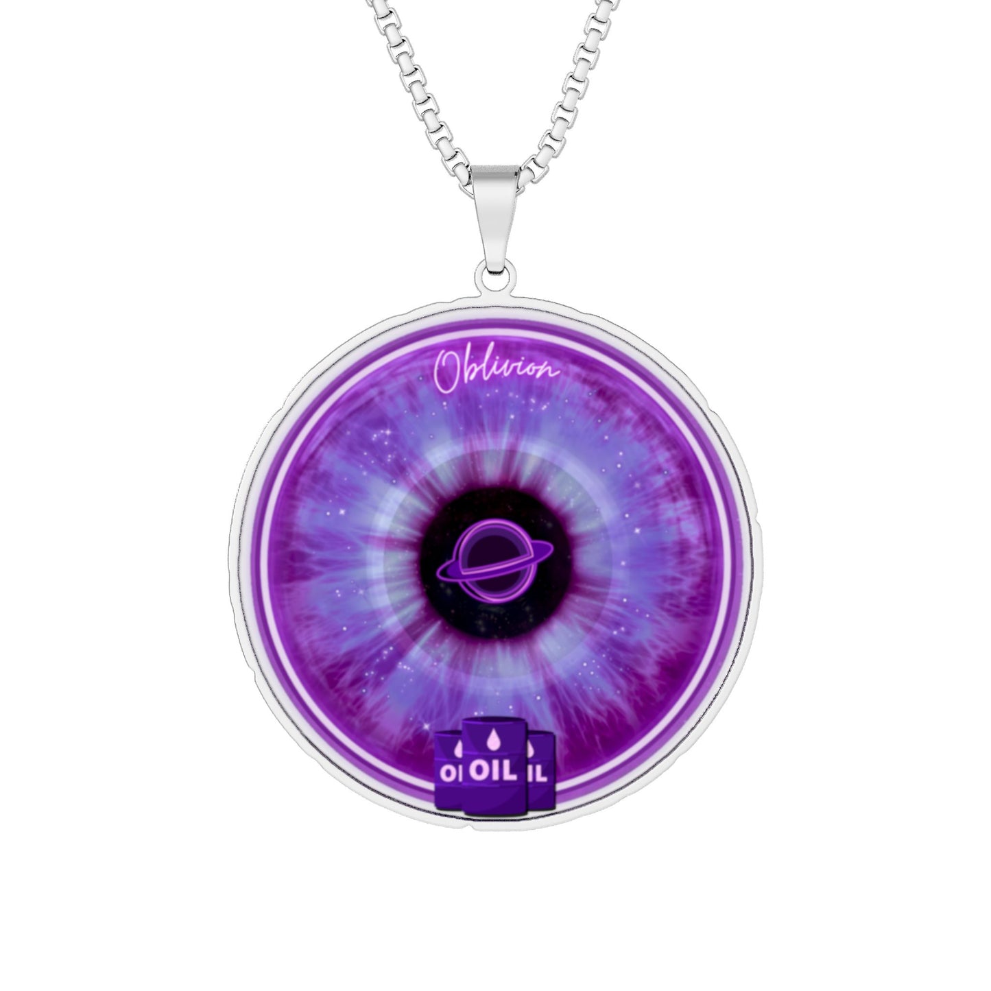 Lump's Heady Donut Necklace - 1" x 1" Stainless Steel Pendant - "The Oblivious Donut Pendant" - vivid purple idonut