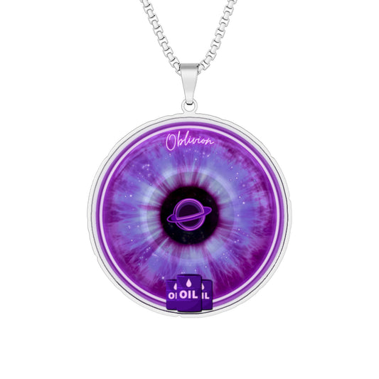 Lump's Heady Donut Necklace - 1" x 1" Stainless Steel Pendant - "The Oblivious Donut Pendant" - vivid purple idonut