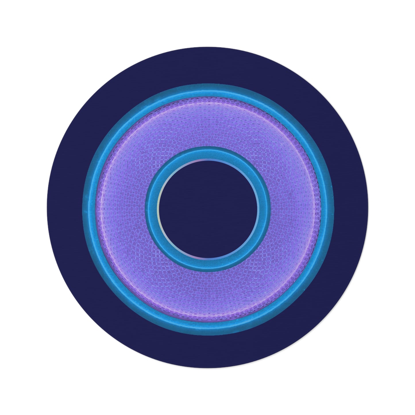 Round Room - 5 ft x 5 ft Lumpy Donut Rug - "Plain Donut" - rustic light purple/blue donut w/navy background