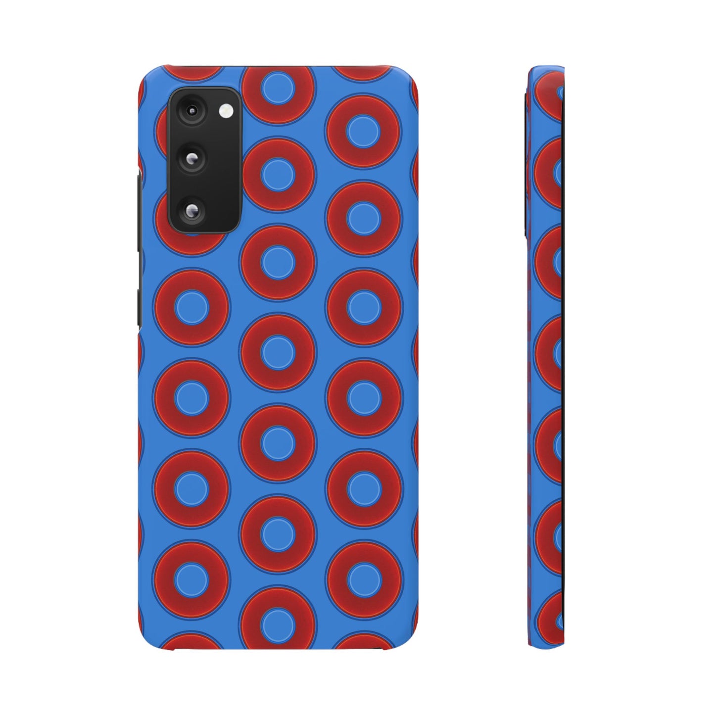 Lumpy Donut Snap Case - red vivid donut print w/light royal blue background