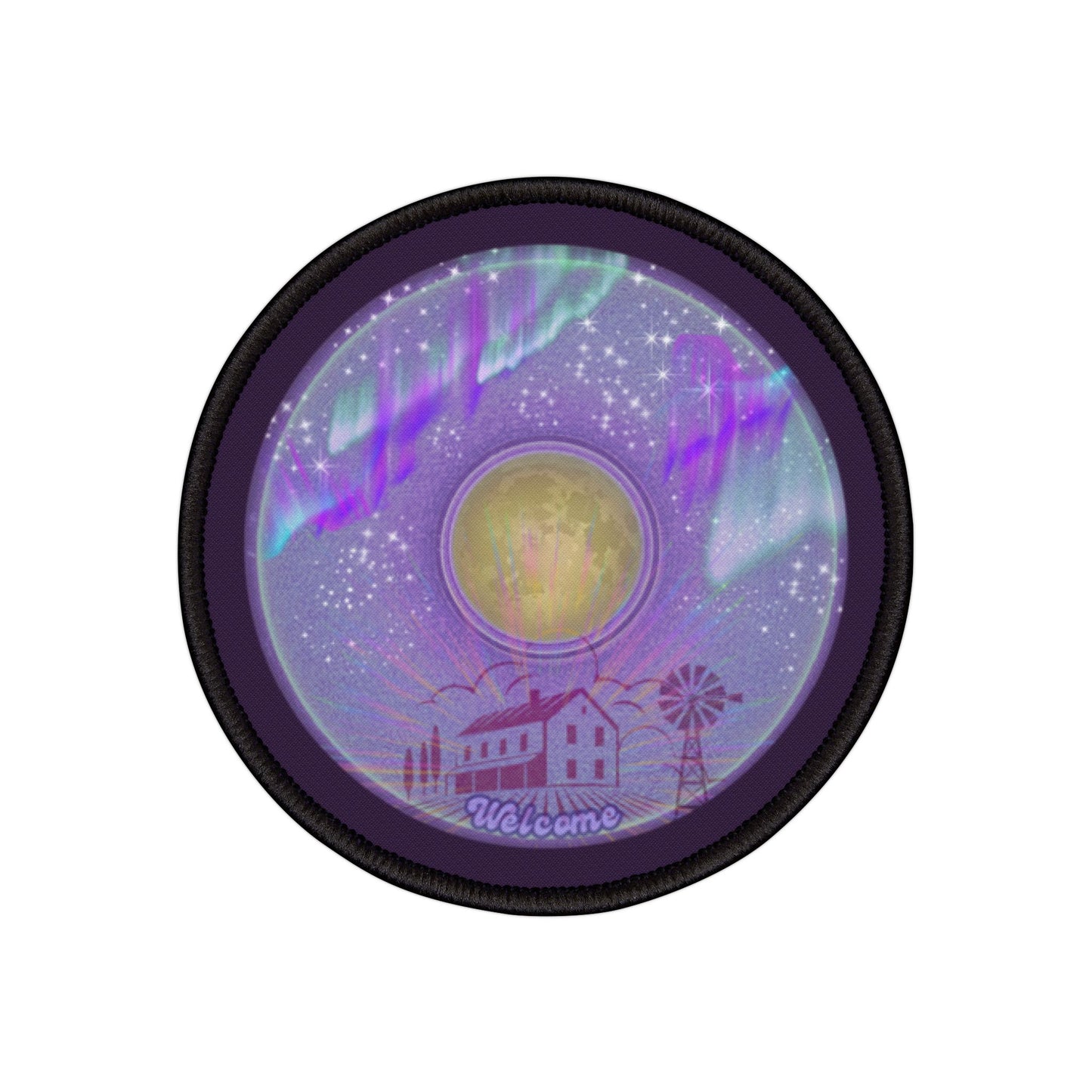 Iron-On Donut Patch - "Farm Fresh Donut Patch" - vivid purple donut