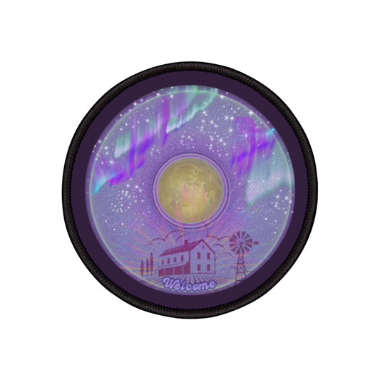 Iron-On Donut Patch - "Farm Fresh Donut Patch" - vivid purple donut