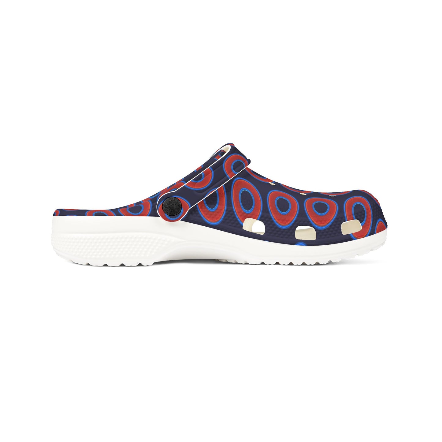Spatchcocks - donut slip-on shoes - red rustic donuts w/midnight blue background [unisex]