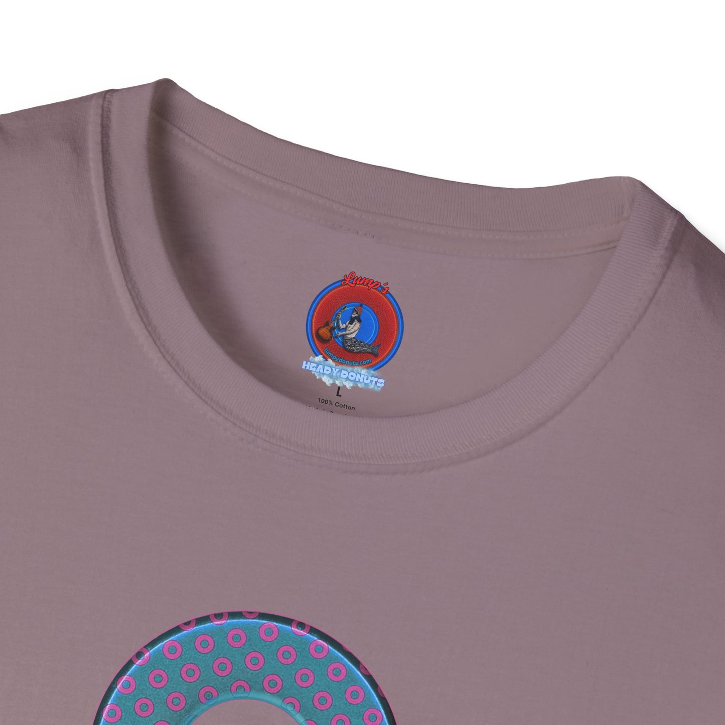 Plain Donuts/Unisex Soft-Style - "Plain Electric Paradoxical Donuts" - light blue/magenta donuts