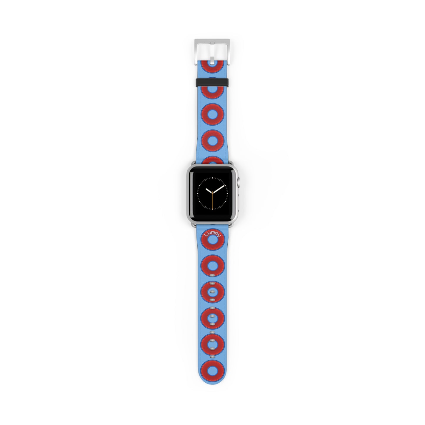 Lumpy Donut Wristband - compatible w/apple watch - red vivid donuts w/light blue background