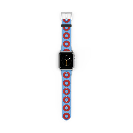 Lumpy Donut Wristband - compatible w/apple watch - red vivid donuts w/light blue background