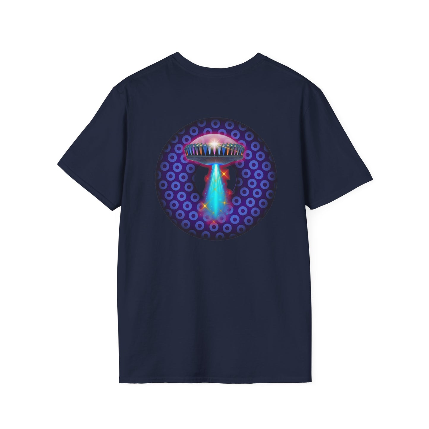 Classic Donut Tee - Unisex Soft-Style - "Donuts now Served on the Mothership" - series 1.0  - variant 5  - purple/violet paradoxical donut