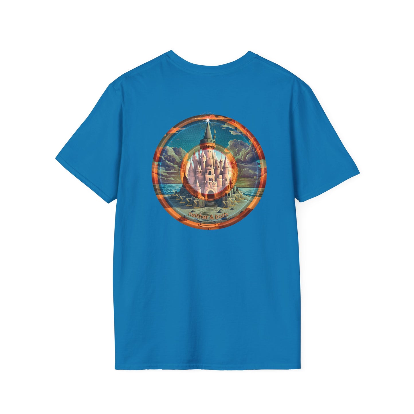 Classic Donut Tee - Unisex Soft-Style - "The Donut that Tides Never Reached" - series 1.0  - variant 2 - neither/both - blue/orange donut