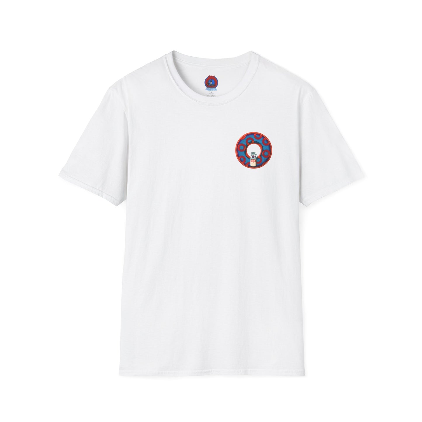 Classic Donut Tee - Unisex Soft-Style - "Wooked Cream - YEMSG Donut " - blue/red rustic paradox donut - variant 1