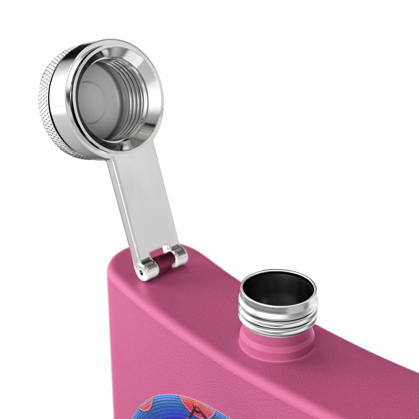 Lump's Donut Flask 6 oz -  "Donuts R Phree" - red/blue rustic donut - [*w/your choice of 6 backgrounds]