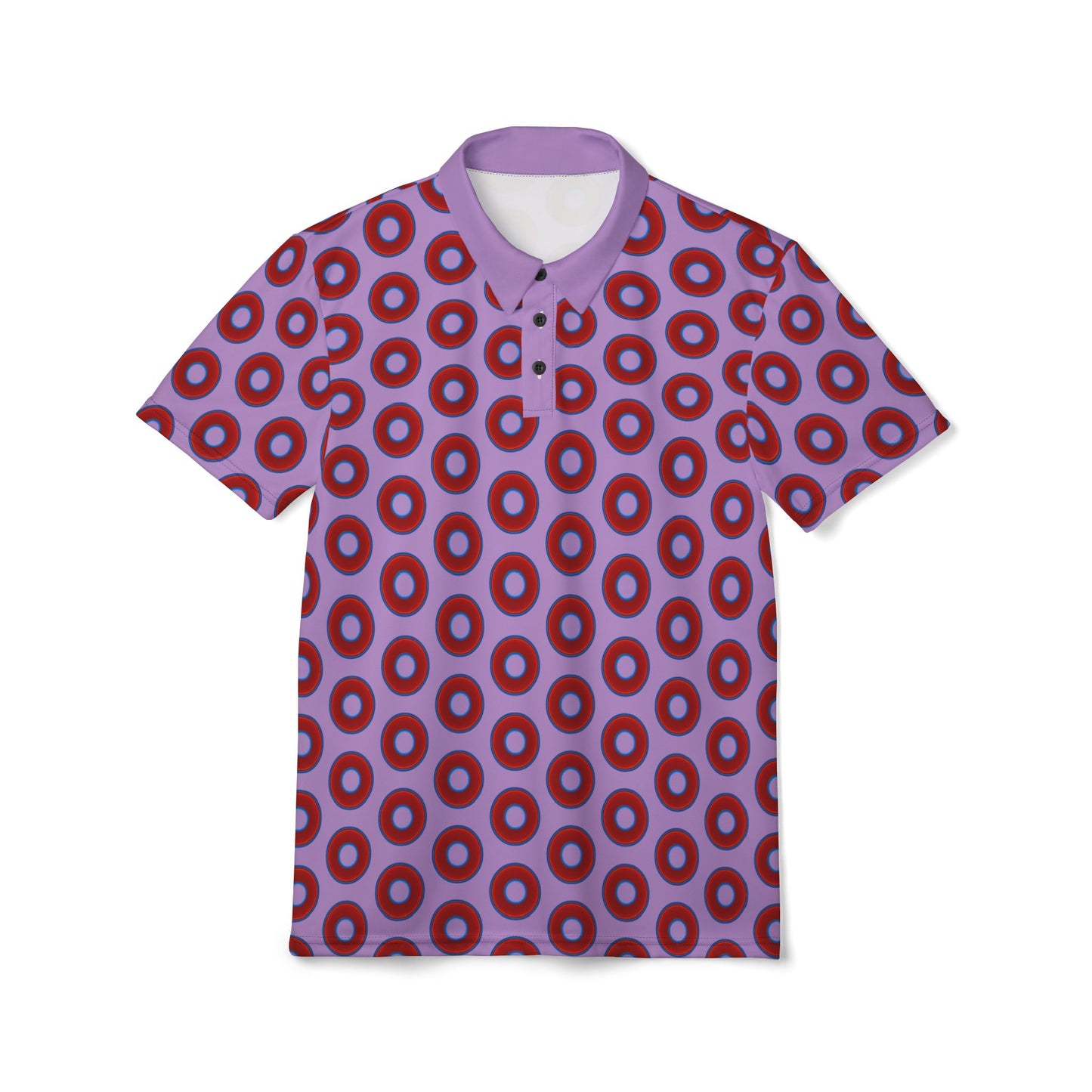 AOP Donut Polo - vivid donut print w/wisteria purple background [unisex]