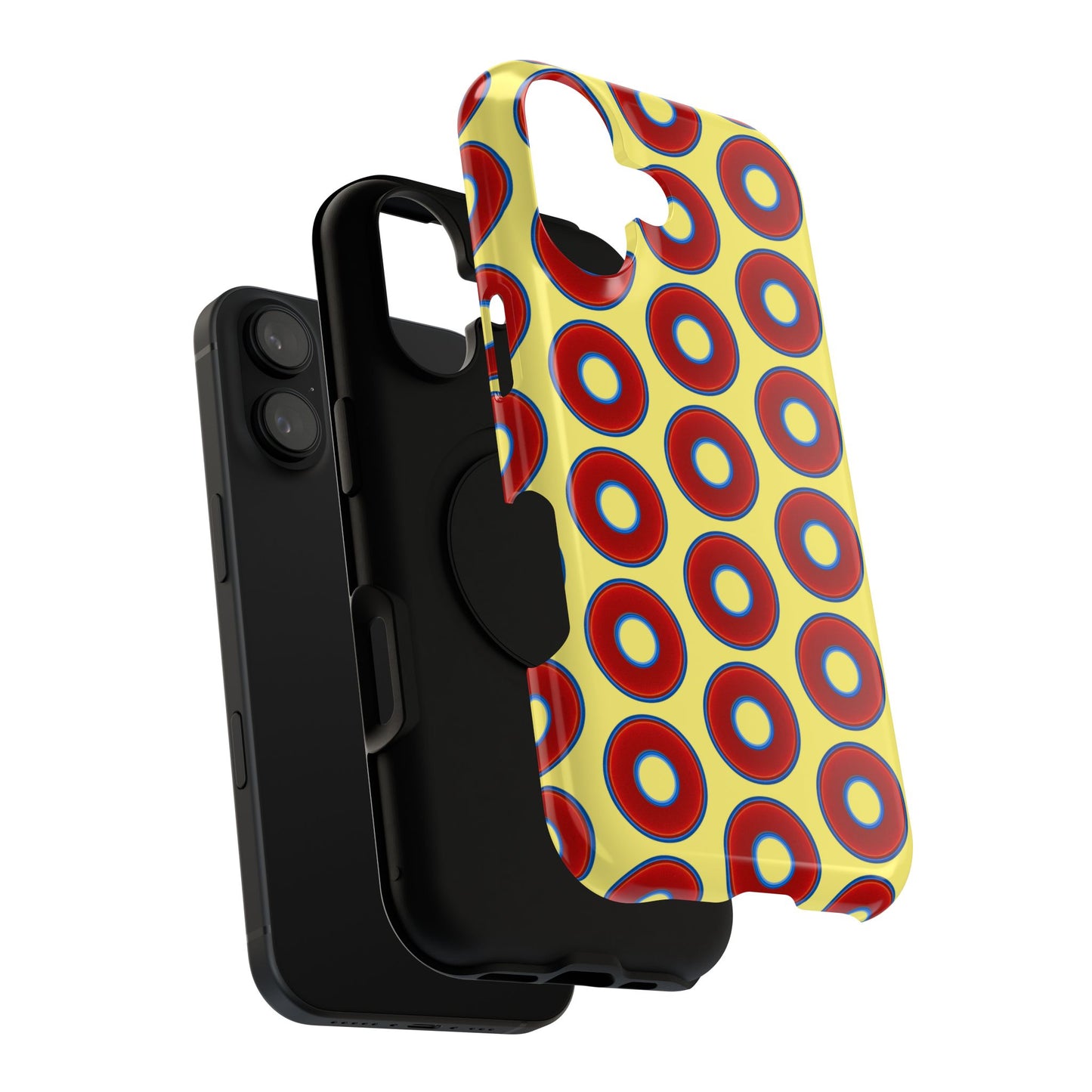 Impact-Resistant Lumpy Donut Case - red vivid donut print w/yellow background
