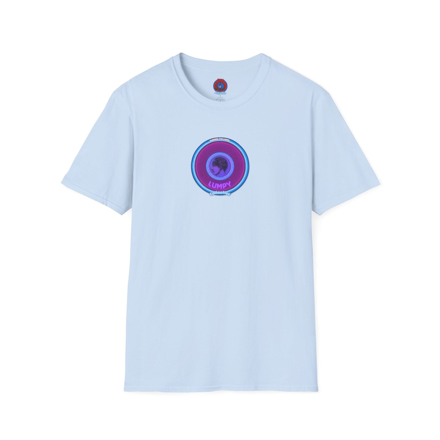 Classic Donut Tee - Unisex Soft-Style - "Lumpy Collective Donut" - rustic purple/light blue lumpy donut - variant 2