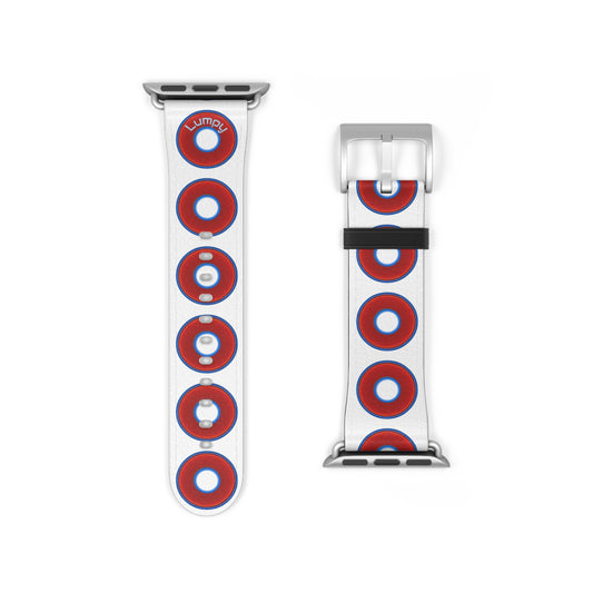 Lumpy Donut Wristband - compatible w/apple watch - red vivid donuts w/white background