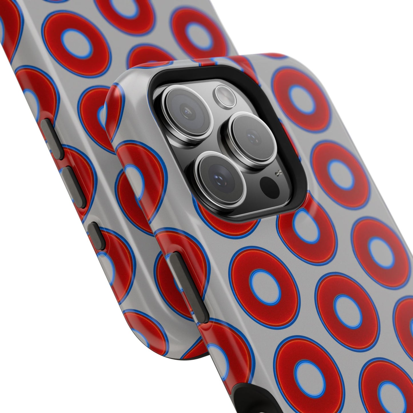Impact-Resistant Lumpy Donut Case - red vivid donut print w/light gray background
