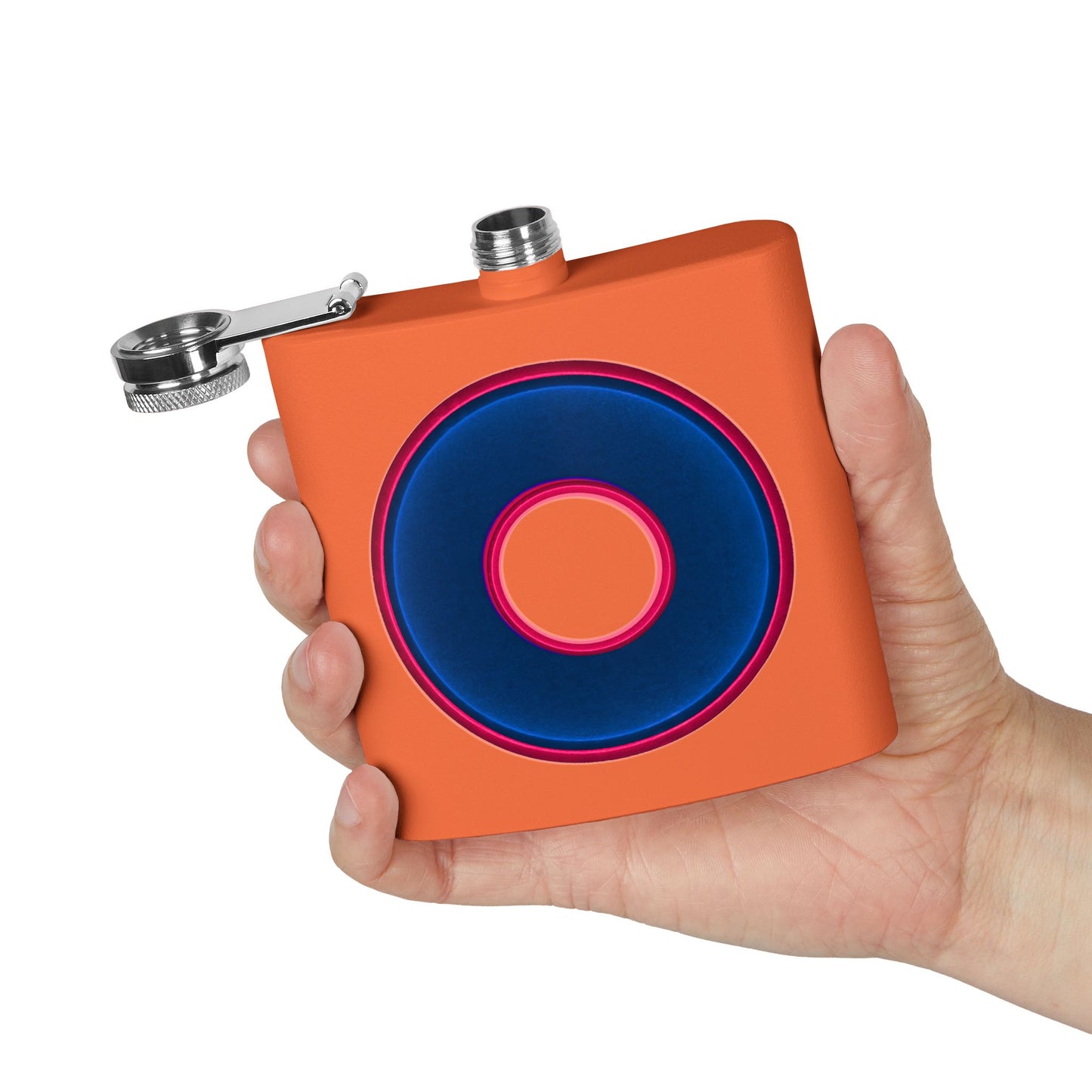 Lump's Donut Flask 6 oz - Vivid dark blue/red donut - [*w/your choice of 6 backgrounds]