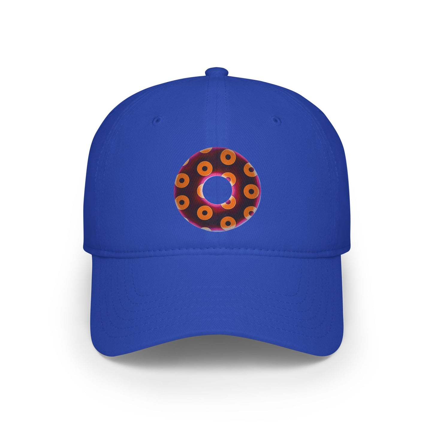 Lumpy Donut Baseball Cap - "Plain [Mary] Jane" - paradoxical dark magenta/orange blimpy donut w/