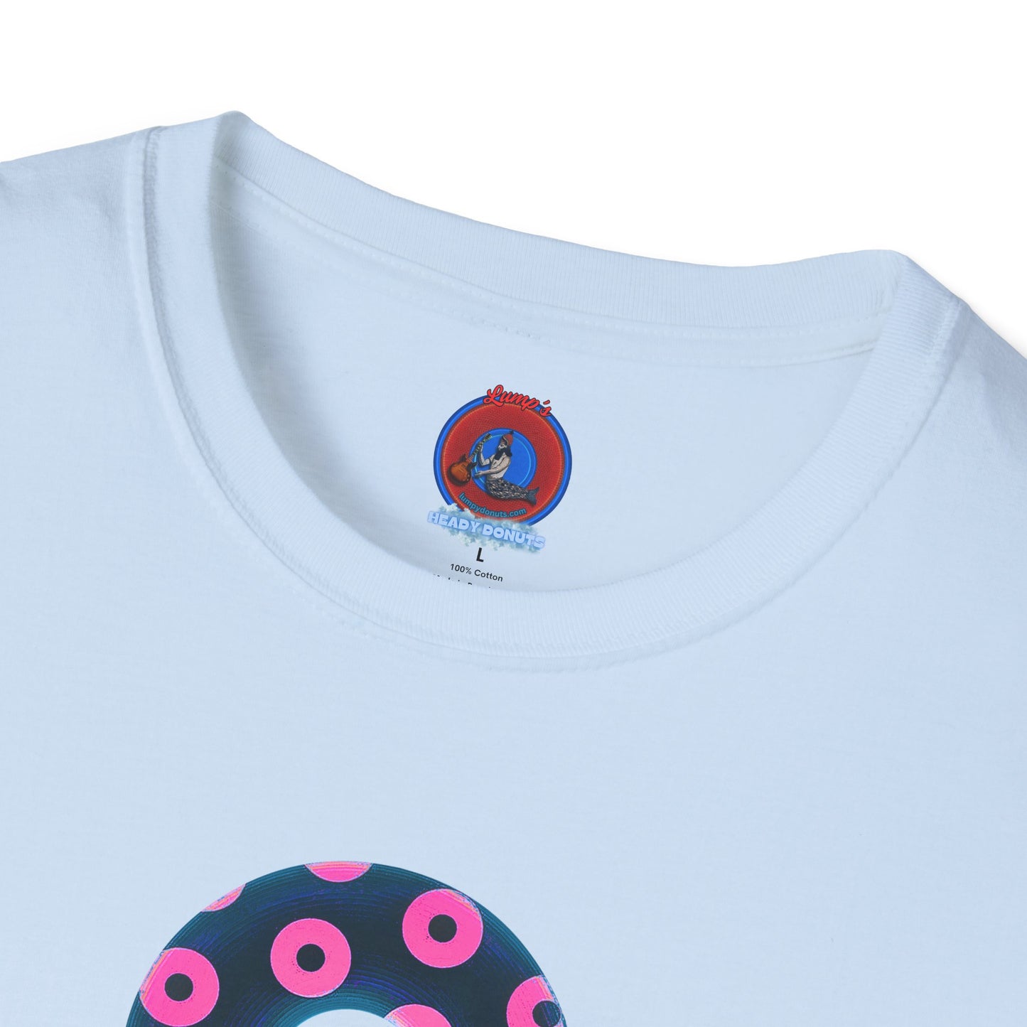 Copy of Plain Donuts/Unisex Soft-Style - "Plain Blimpy Paradoxical Donuts" - dark steel blue/vivid magenta donuts