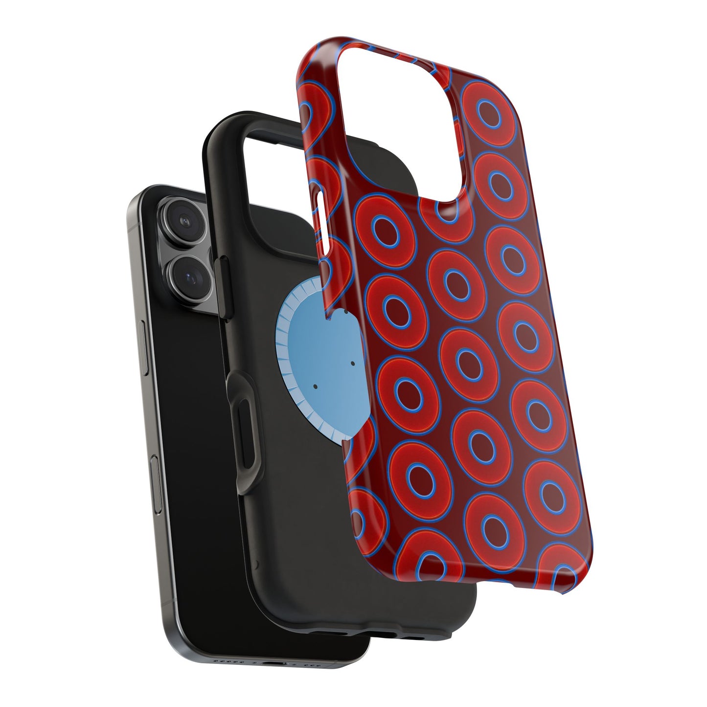 Magnetic Tough Donut Case - red vivid donut print w/dark red background