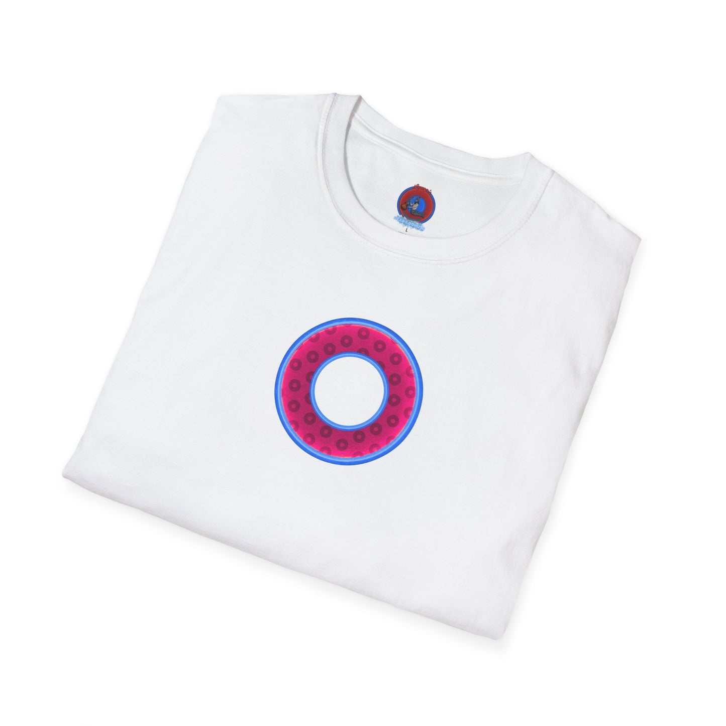 Plain Donuts/Unisex Soft-Style - "Plain Wide Mouthed Paradoxical Donuts" - bright magenta/light blue royal blue donuts