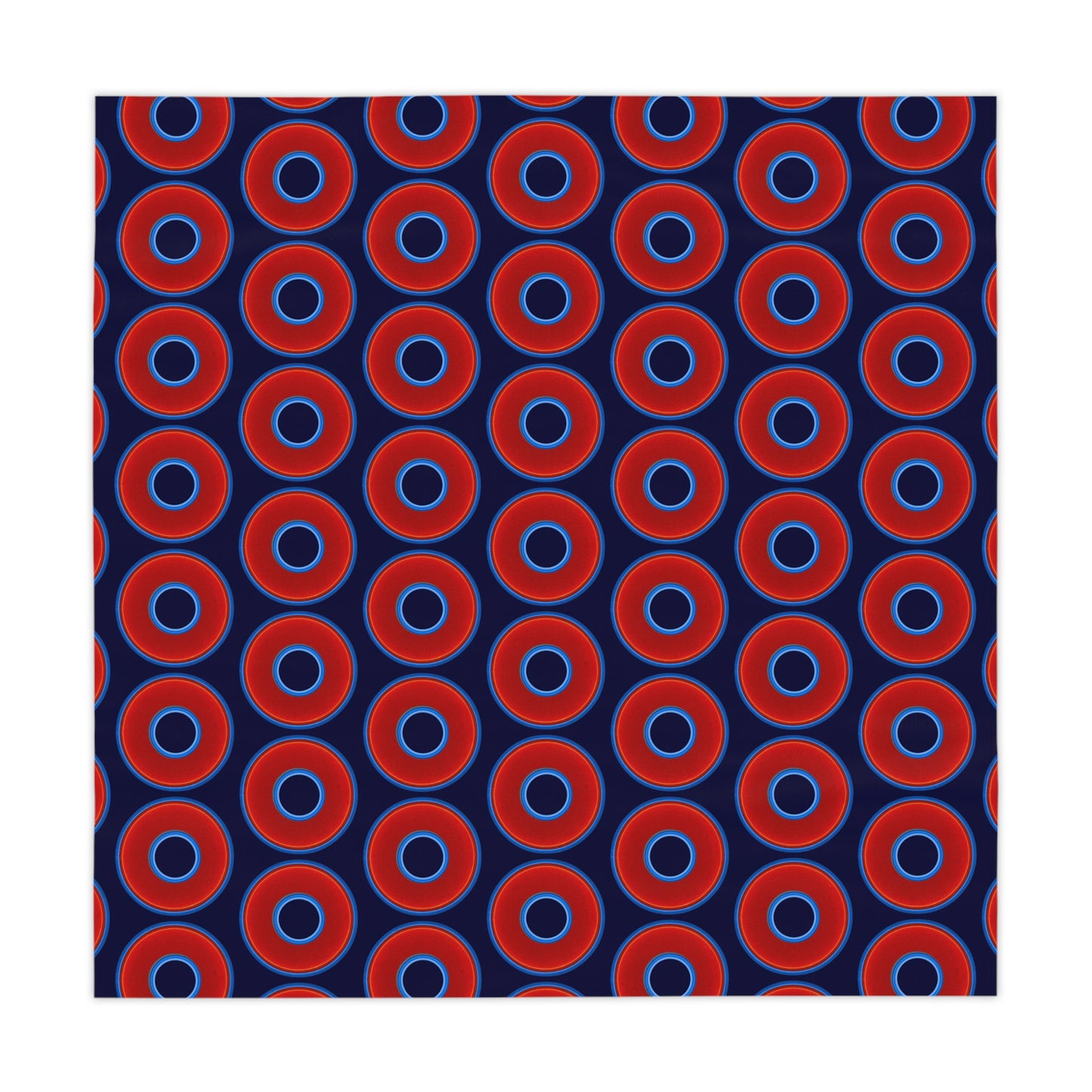 Lumpy Tablecloth - 55.1" x 55.1" - vivid red donuts w/midnight blue background