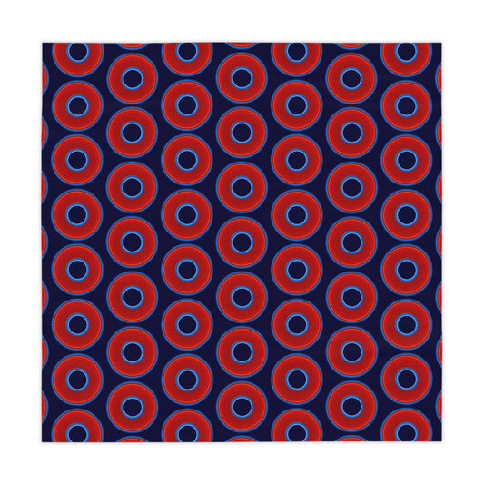 Lumpy Tablecloth - 55.1" x 55.1" - vivid red donuts w/midnight blue background
