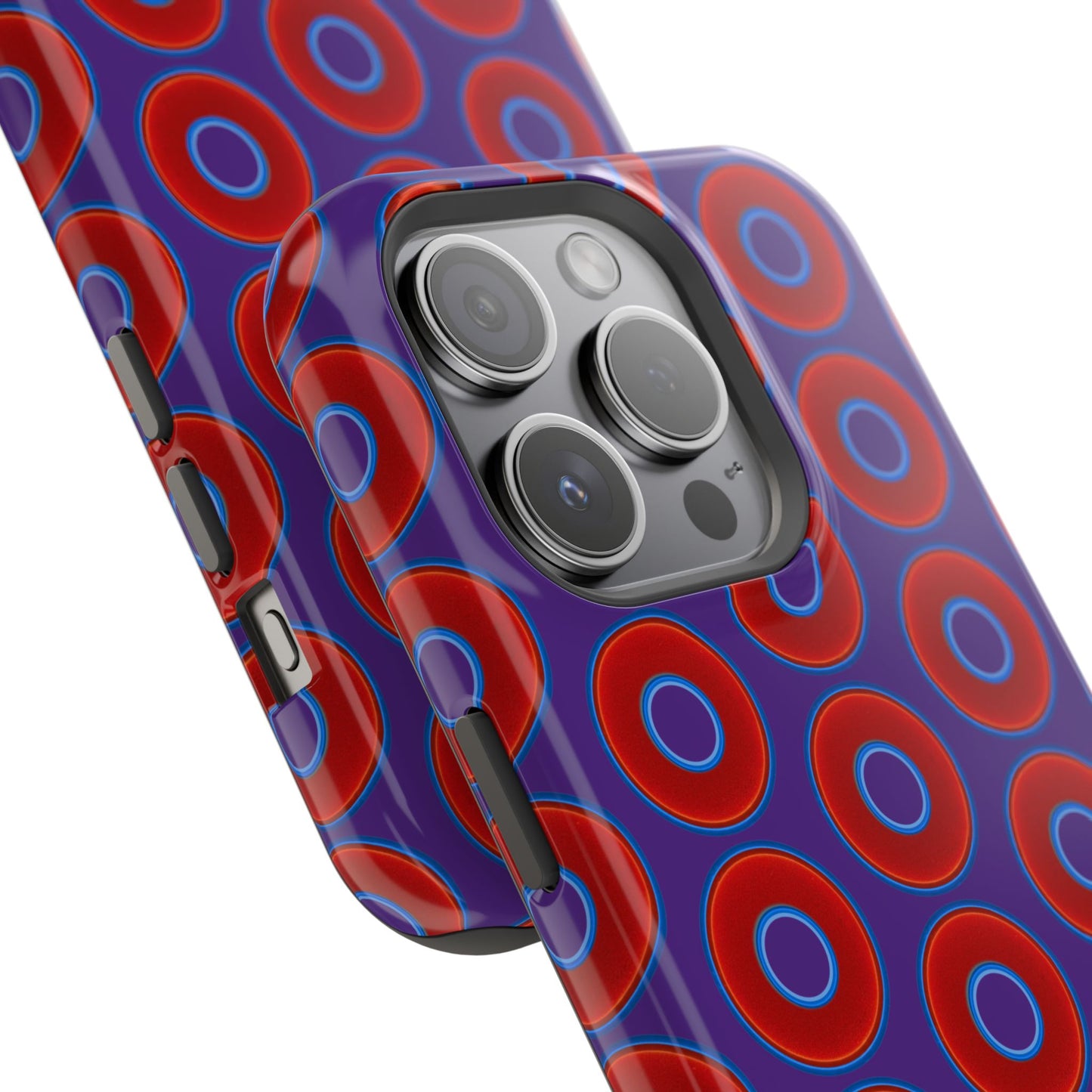 Magnetic Tough Donut Case - red vivid donut print w/purple background