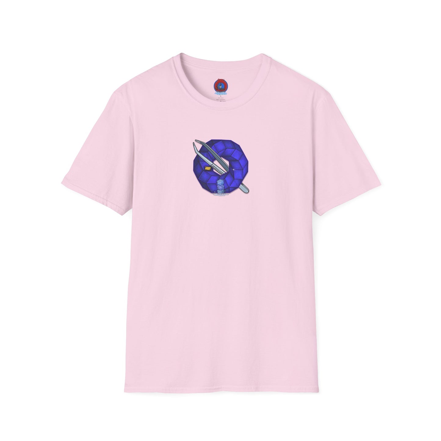 Classic Donut Tee - Unisex Soft-Style - "The Teasing Festivus Donut" - blue rustic cubed donut