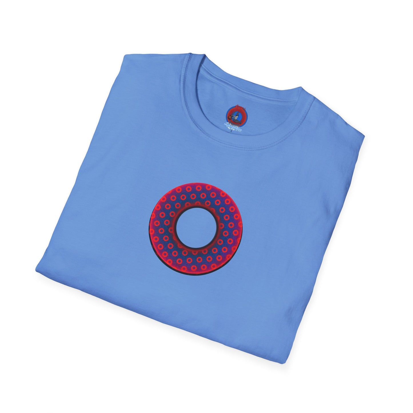 Classic Donut Tee - Unisex Soft-Style - "Vivid Donut inside a Paradox Donut" - blue/red electric paradox donut - variant 2 w/hole