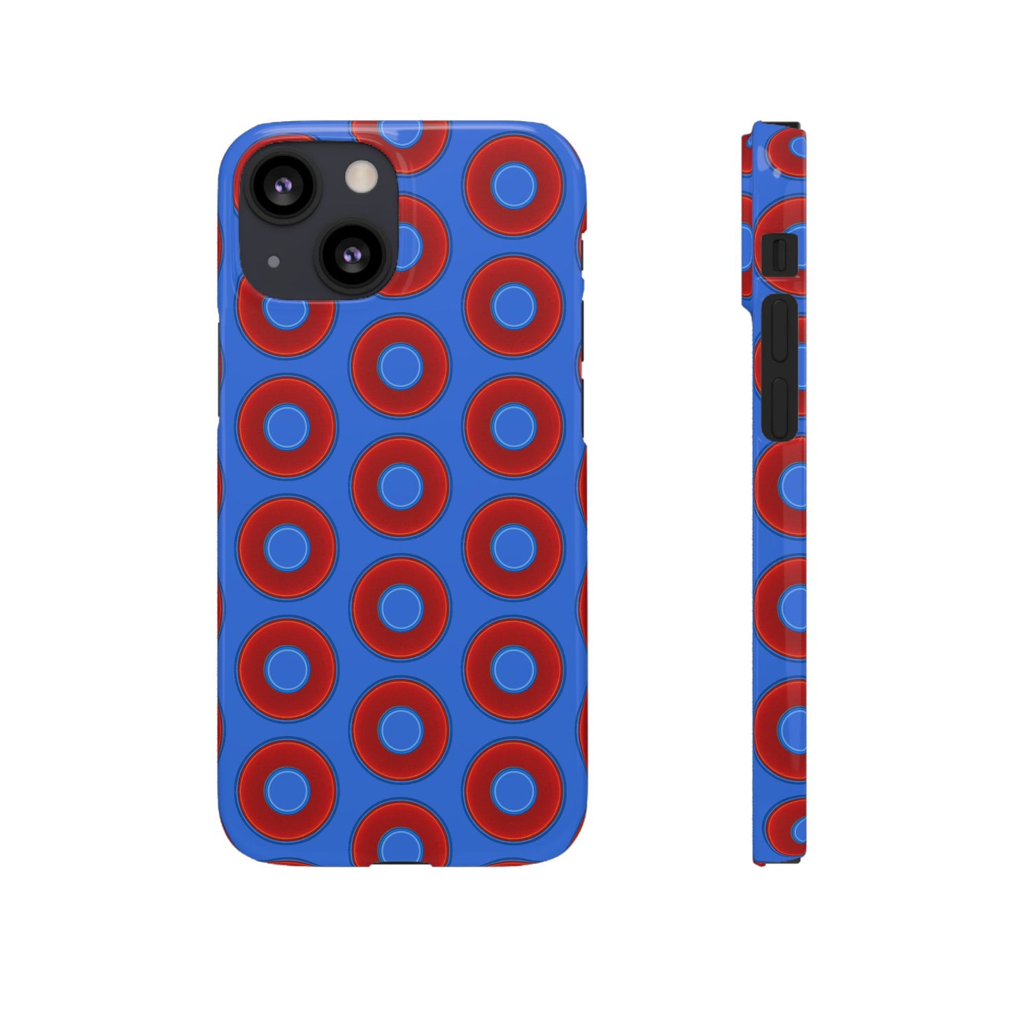 Lumpy Donut Snap Case - red vivid donut print w/medium royal blue background