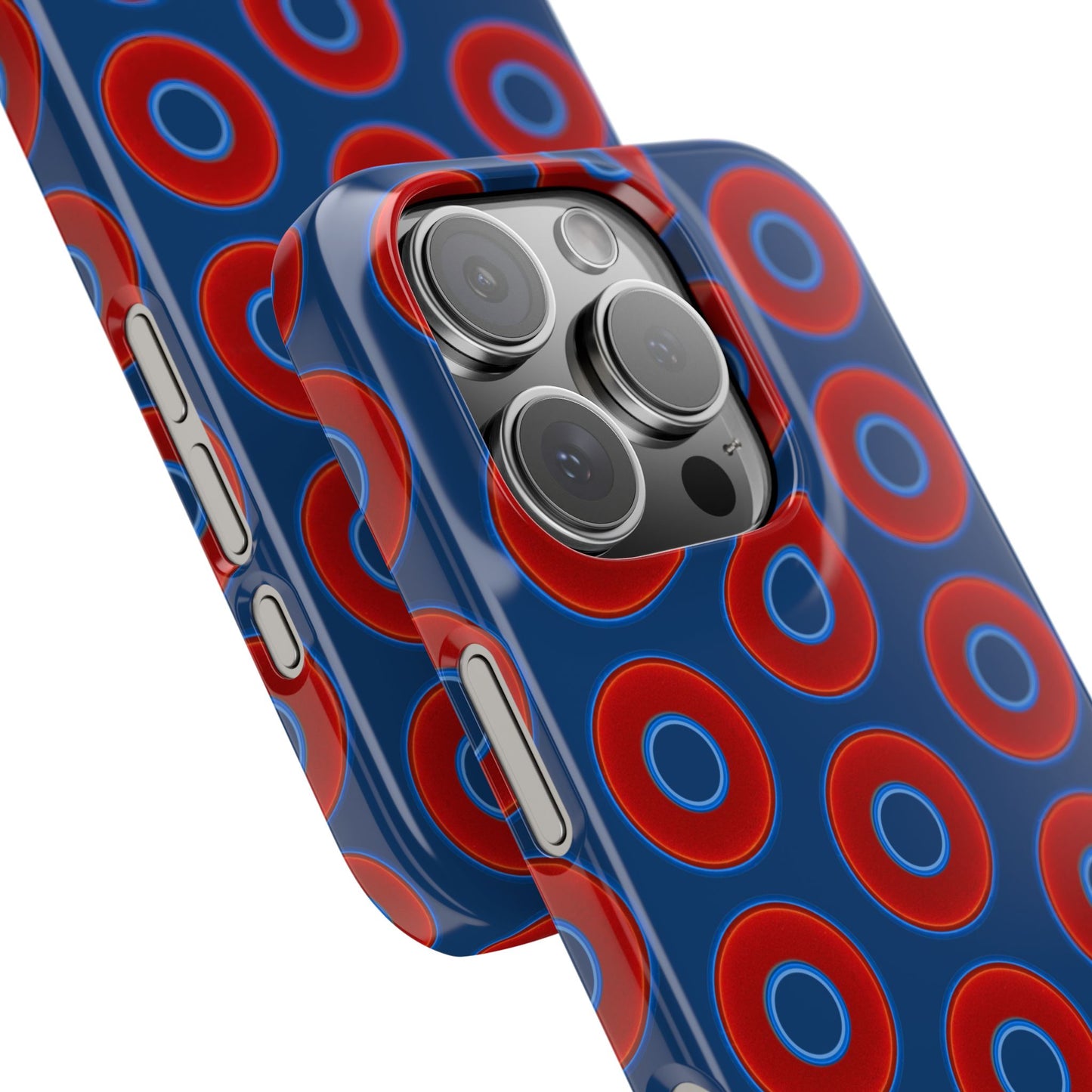 Lumpy Donut Snap Case - red vivid donut print w/Atlantic navy blue background