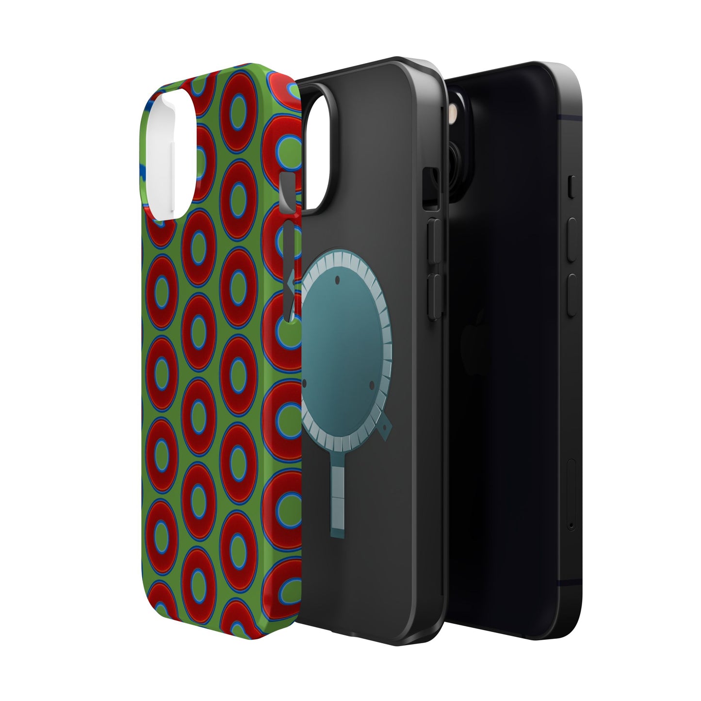 Magnetic Tough Donut Case - red vivid donut print w/light green background