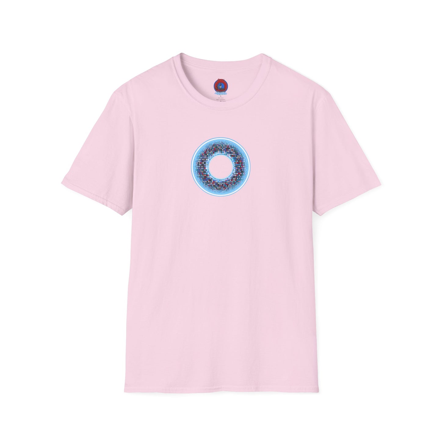 Classic Donut Tee - Unisex Soft-Style - "Microdot Donut" - light blue pixilated donut