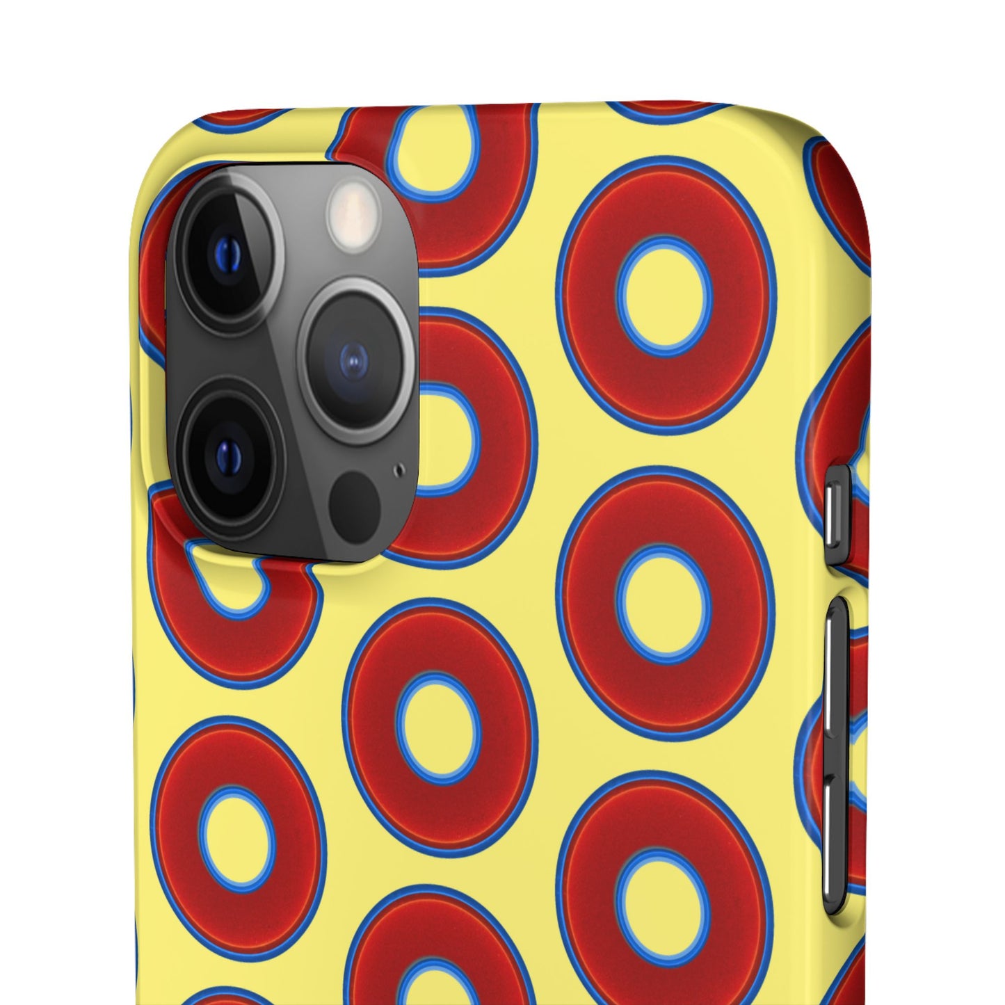 Lumpy Donut Snap Case - red vivid donut print w/yellow background