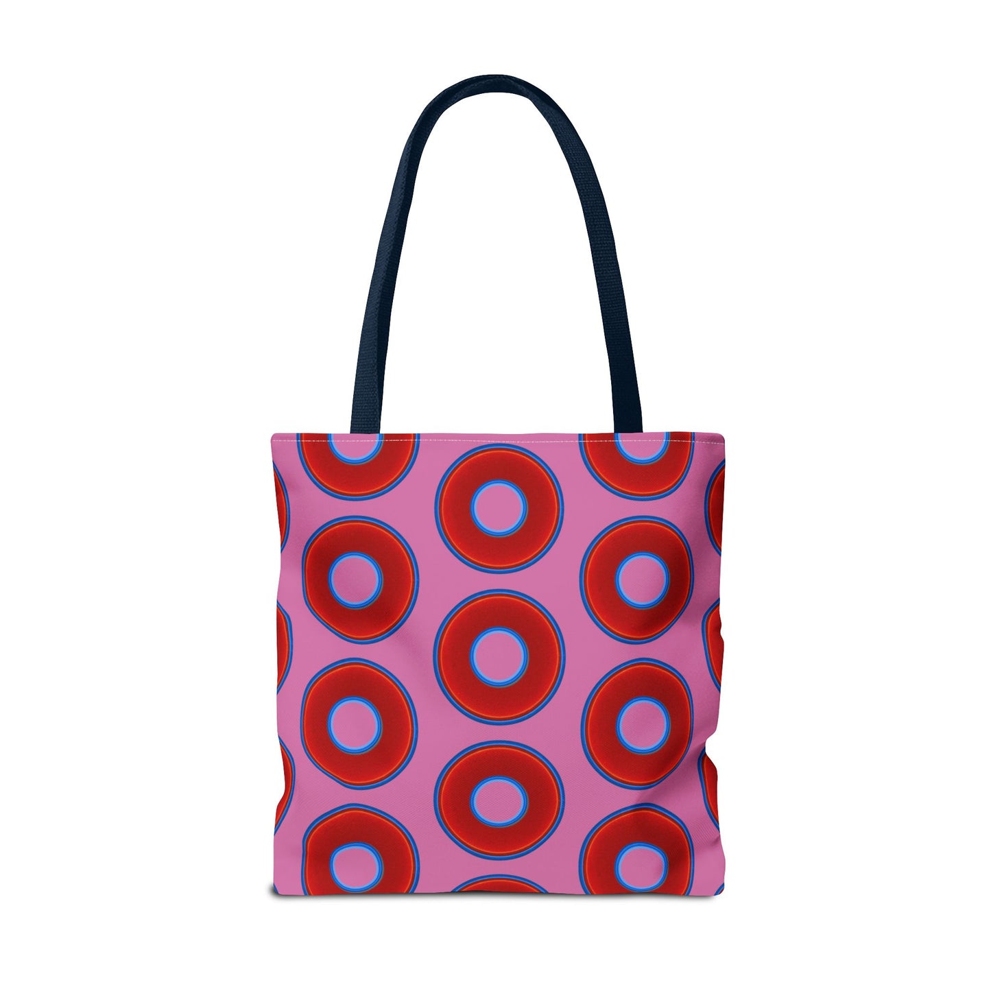 Lumpy Beach/Tote Bag - red vivid donuts w/light pink background
