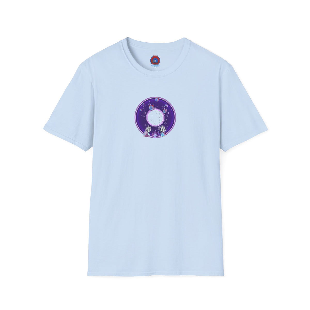 Classic Donut Tee - Unisex Soft-Style - "Sure That Sirens Made This Donut For Me" - vivid dark purple/light purple donut
