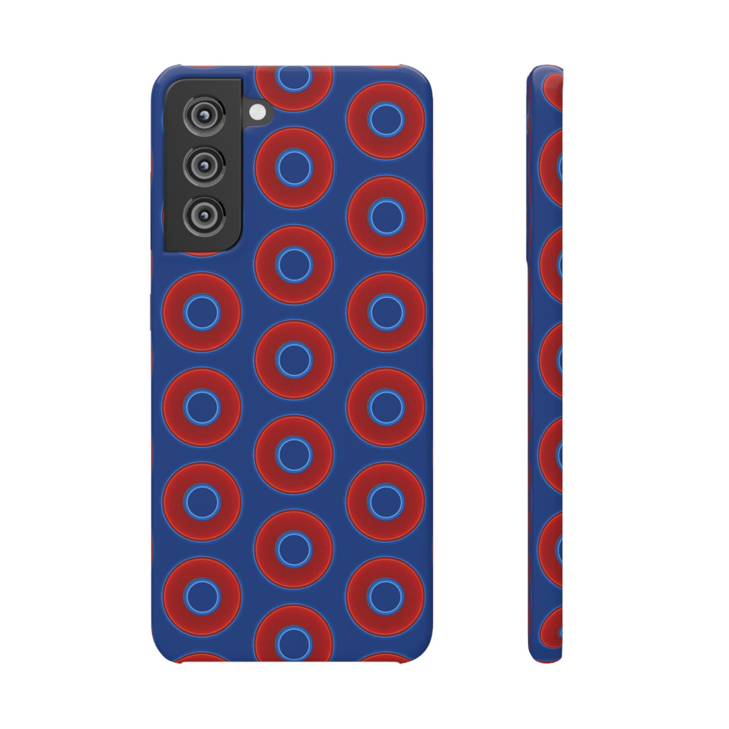 Lumpy Donut Snap Case - red vivid donut print w/dark blue background