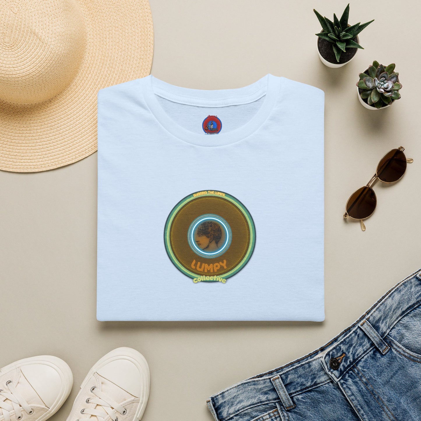 Classic Donut Tee - Unisex Soft-Style - "Lumpy Collective Donut" - bronze/green lumpy donut - variant 5