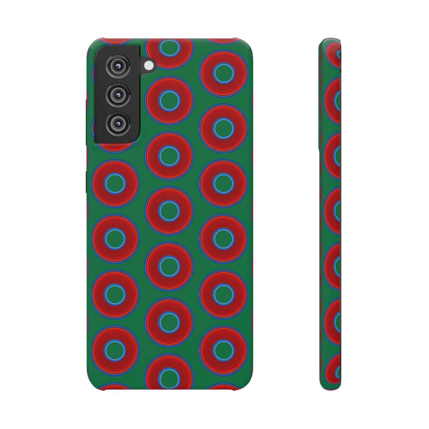 Lumpy Donut Snap Case - red vivid donut print w/green background